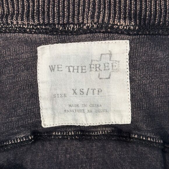 Free People Pullover Top XS Black Wash Snap Front Ribbed Grunge Dark Casual Punk - Picture 4 of 7